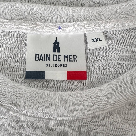 Bain De Mer St. Tropez White Japanese Synthetic Linen Tee XXL Lux ResortWear NWT - Picture 2 of 8